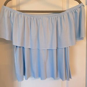 Baby Blue Off the Shoulder Top